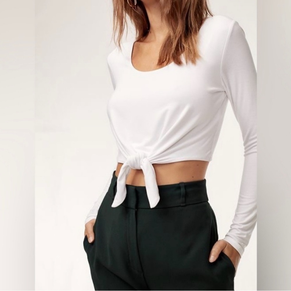 Aritzia Jeronimo Long Sleeve Crop in White - XXS